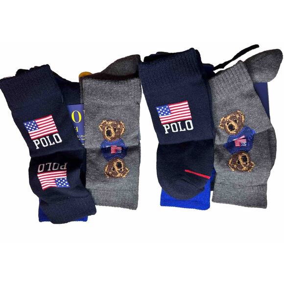12 Pairs Polo Ralph Lauren Classic Sport Socks Bear Flag Men’s Shoe Size 6-12.5 - Picture 4 of 9